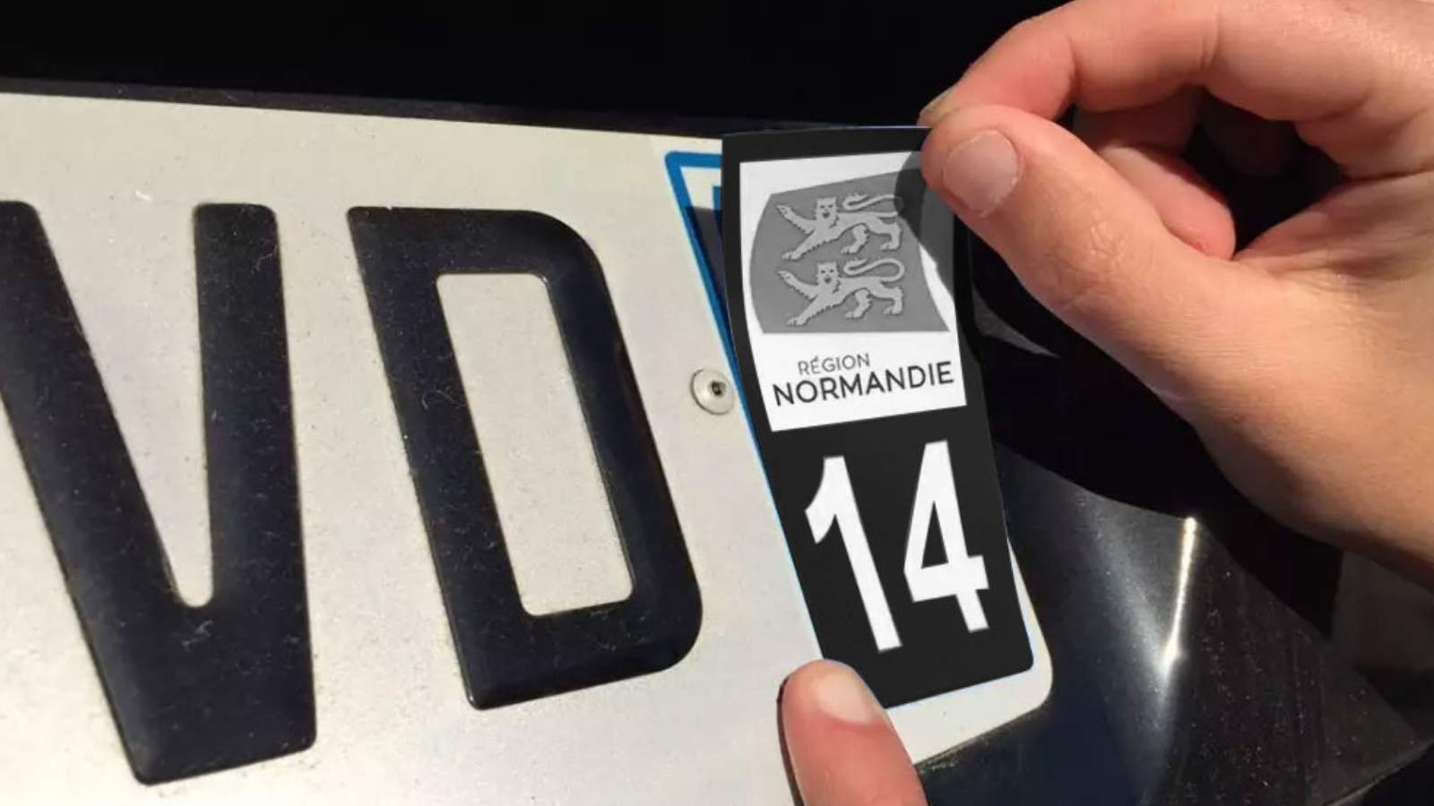 Autocollant plaque immatriculation noire