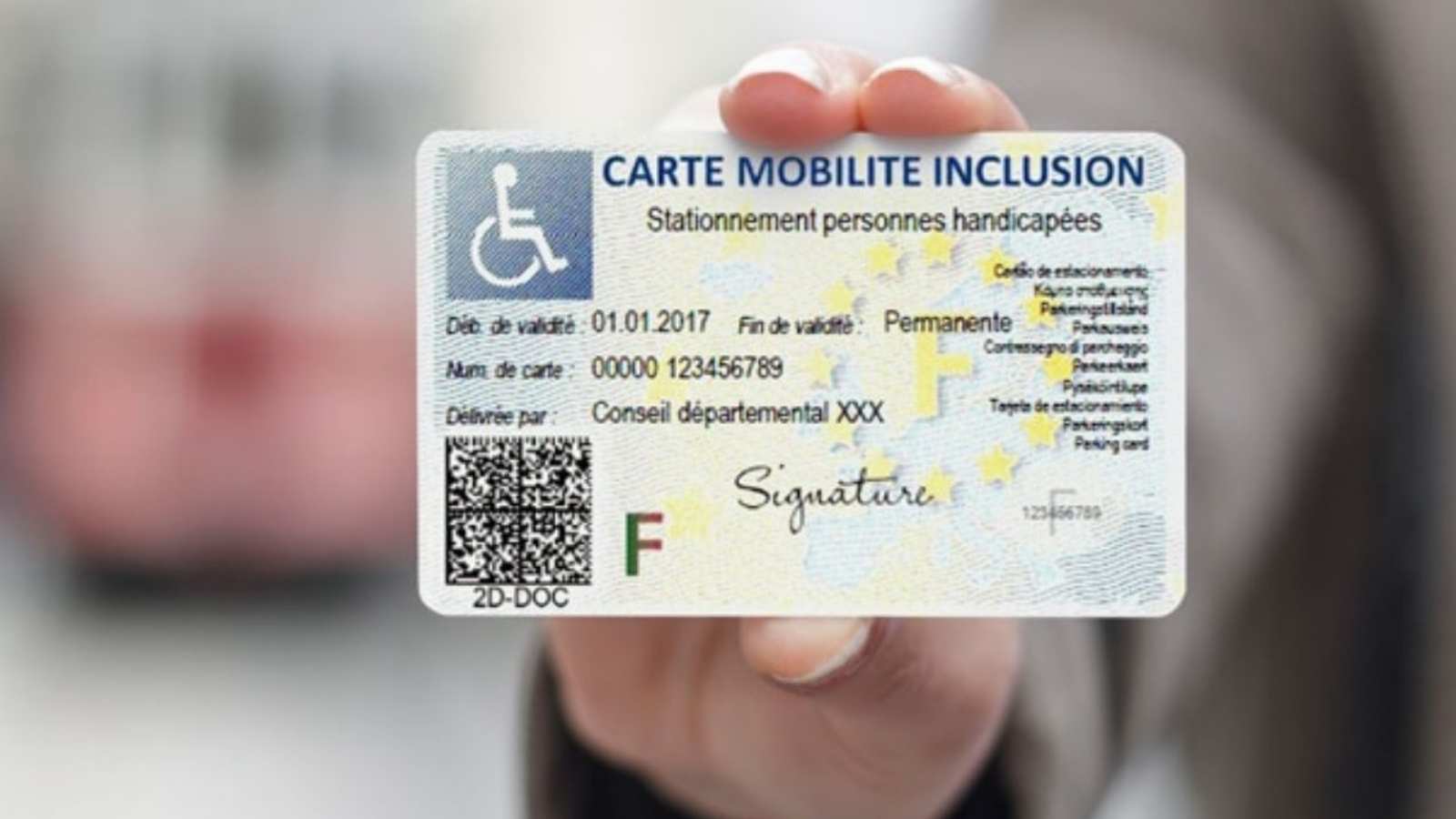 Plaque immatriculation horodateur - Carte Mobilité Inclusion